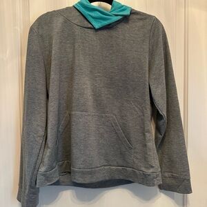 Heather Gray and Teal Women's Cowl Neck Sweater/Hoodie